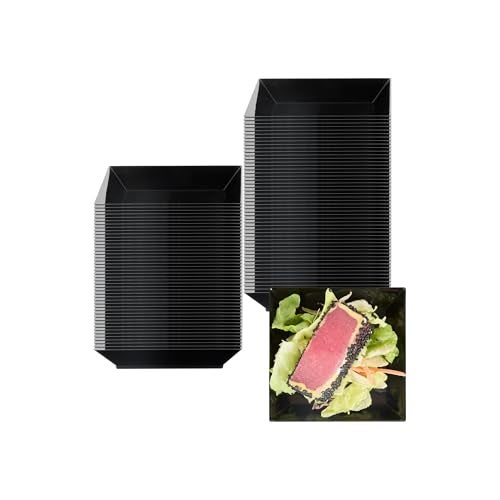 Restaurantware 39 x 39 Inch Party Plates 100 Disposable Appetizer Plates Elegant Square Black Plastic Serving Plates Durable For Weddings Birthdays And More Restaurantware - Image 1