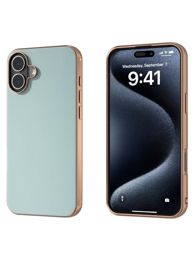 S-TOP Case For iPhone 16 PU Leather Electroplating Frame Full Coverage Phone Case - Image 1