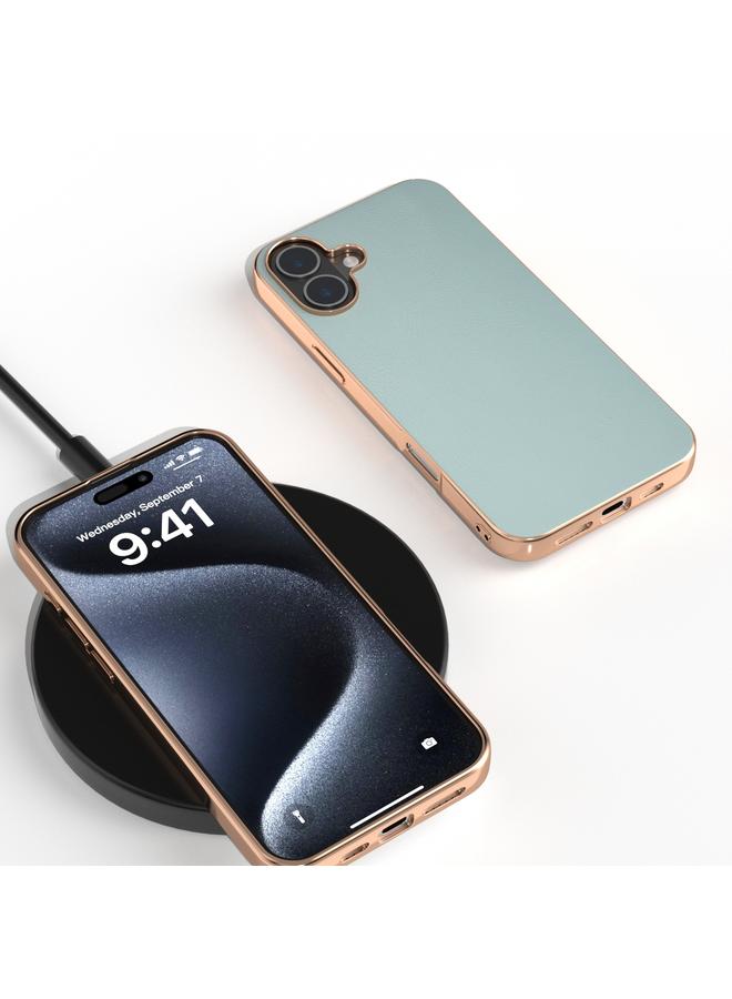 S-TOP Case For iPhone 16 PU Leather Electroplating Frame Full Coverage Phone Case - Image 2