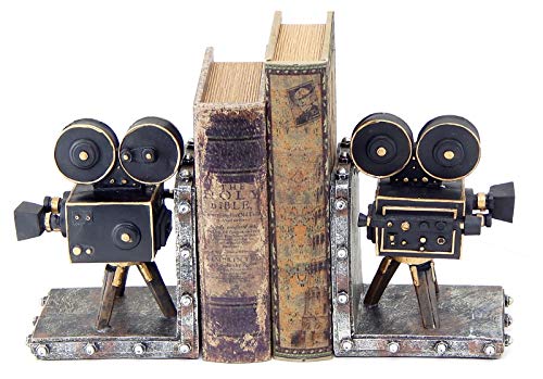 Bellaa 26287 Vintage Camera Bookend Projector Old Style Antiques Movie Sci Fi Film Bookshelf Book Ends Support Stopper Modern Decorative Home 7 inch Set of 2 - Image 5