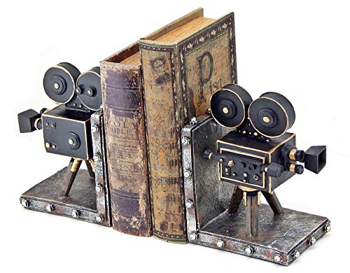 Bellaa 26287 Vintage Camera Bookend Projector Old Style Antiques Movie Sci Fi Film Bookshelf Book Ends Support Stopper Modern Decorative Home 7 inch Set of 2 - Image 4