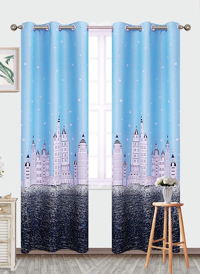 Arabest Castle Theme in Starry Night Pattern Thermal Insulated Blackout Curtain for Bedroom Blue 100x250cm  - Image 3