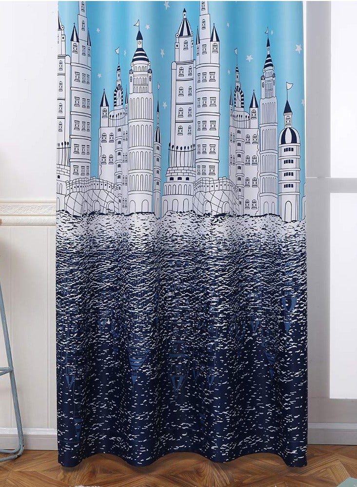 Arabest Castle Theme in Starry Night Pattern Thermal Insulated Blackout Curtain for Bedroom Blue 100x250cm  - Image 4
