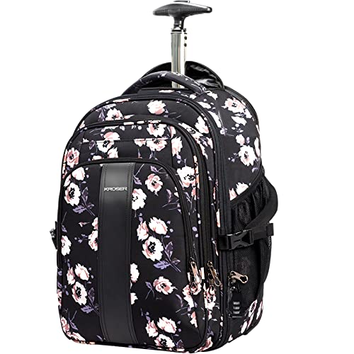 KROSER Laptop Rolling Backpack 17 inch Premium Wheeled Computer Backpack for Women with RFID Pockets Check Point Friendly Water-Repellent Overnight Roller Case for Travel - Image 1