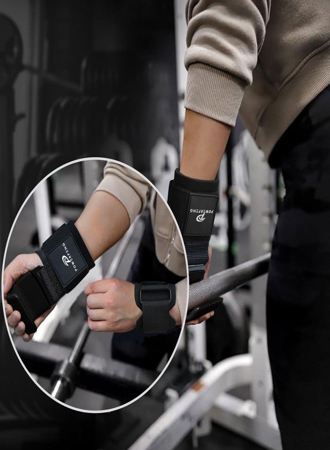 powerfeng Lifting Hooks for Weight Lifting: Weightlifting Hooks Wrist Straps Hand Grip Support for Deadlift Weightlifting Gym Gloves for Men & Women (Black) - Image 5