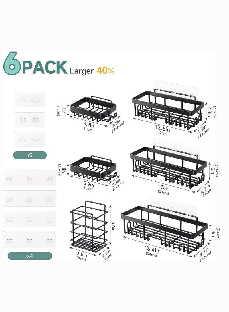 لوبيتيز 6 قطعة رف الحمام ، متقدمة تصميم مانع االصدأ ، غير مثقب لاصق الرف ، رف الصابون ، حمام كبير التشطيب و مساحة التخزين ، جدار المطبخ والديكور المنزلي - Image 2