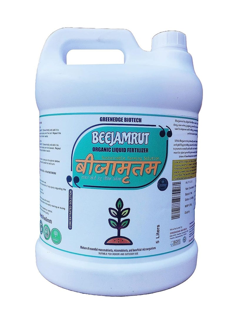 Greenedge Biotech Organic Greenedge BeeJamrut 5L ProbioticInfused Liquid Manure Fertilizer Amplify Plant Growth Naturally Empowering Sustainable Farming - Image 1