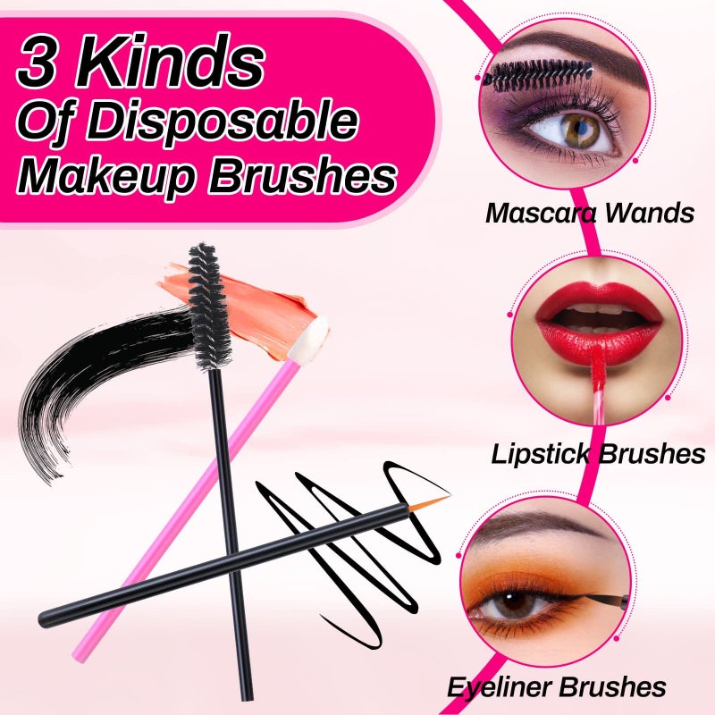 shynek Disposable Makeup Accessories with Makeup Applicators Triangle Makeup Puffs, Mascara wands, Disposable Lip Applicators, liner Brushes Makeup Tools for Makeup Artist Supplies - Image 5