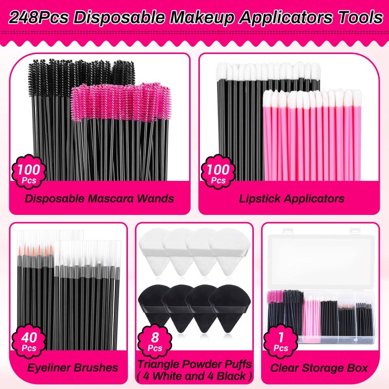 shynek Disposable Makeup Accessories with Makeup Applicators Triangle Makeup Puffs, Mascara wands, Disposable Lip Applicators, liner Brushes Makeup Tools for Makeup Artist Supplies - Image 3
