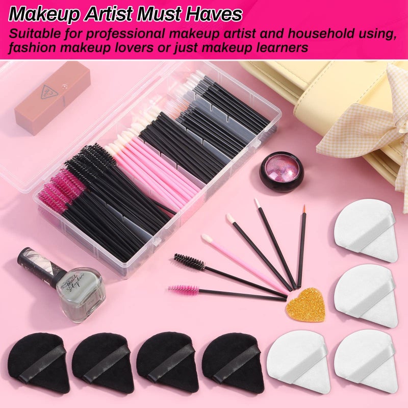 shynek Disposable Makeup Accessories with Makeup Applicators Triangle Makeup Puffs, Mascara wands, Disposable Lip Applicators, liner Brushes Makeup Tools for Makeup Artist Supplies - Image 2