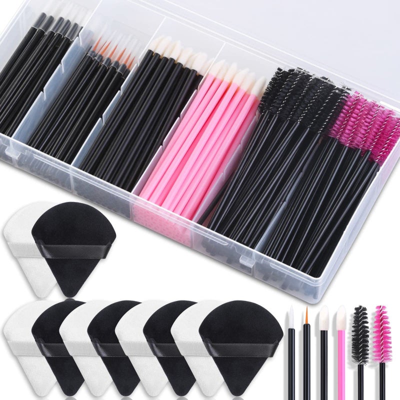 shynek Disposable Makeup Accessories with Makeup Applicators Triangle Makeup Puffs, Mascara wands, Disposable Lip Applicators, liner Brushes Makeup Tools for Makeup Artist Supplies - Image 1