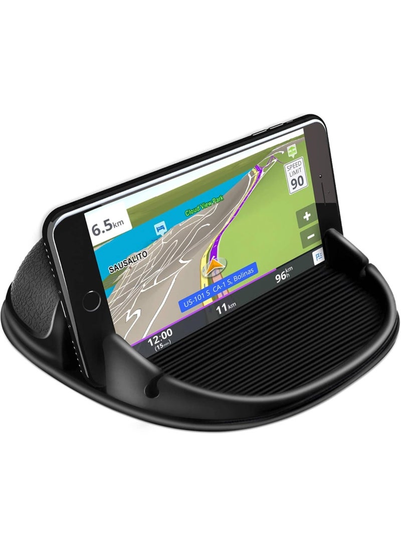 Car Phone Holder, Car Phone Mount Silicone Car Pad Mat for Various Dashboards, Slip Free Desk Phone Stand Compatible with Smartphones, GPS Devices and More, Black - Image 1