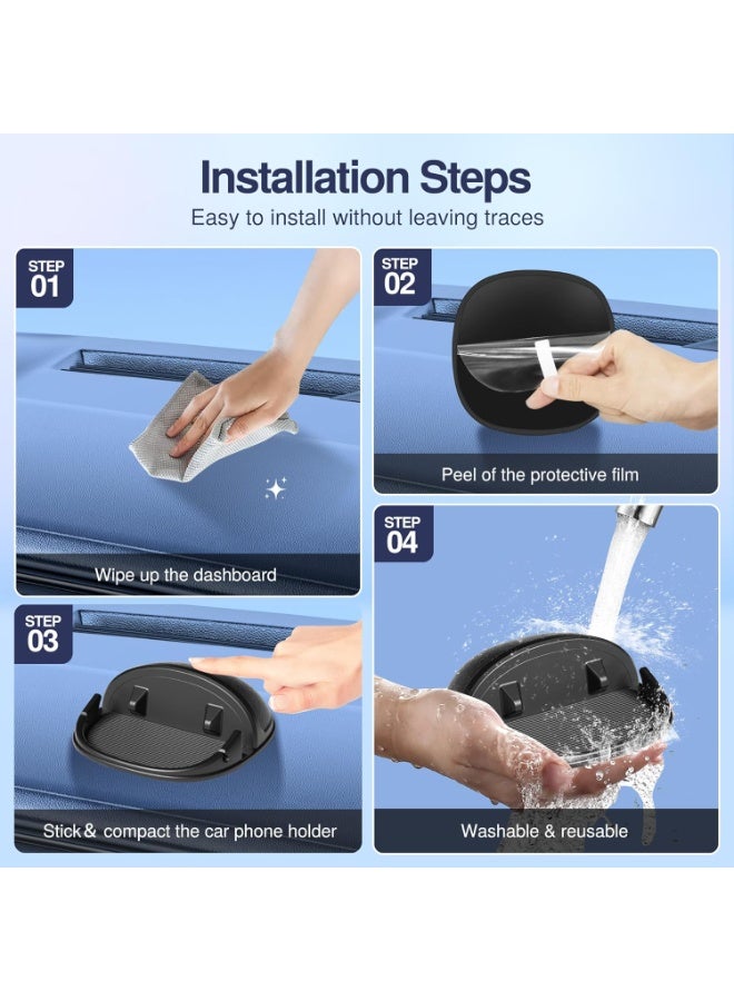 Car Phone Holder, Car Phone Mount Silicone Car Pad Mat for Various Dashboards, Slip Free Desk Phone Stand Compatible with Smartphones, GPS Devices and More, Black - Image 4