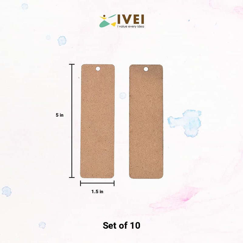 IVEI حرف خشبية DIY - قصاصات MDF كعلامات مرجعية - قصاصات MDF فارغة - مجموعة من 10 لطلاء الحرف الخشبية، الديكوباج، فن الراتنج والزينة - Image 4