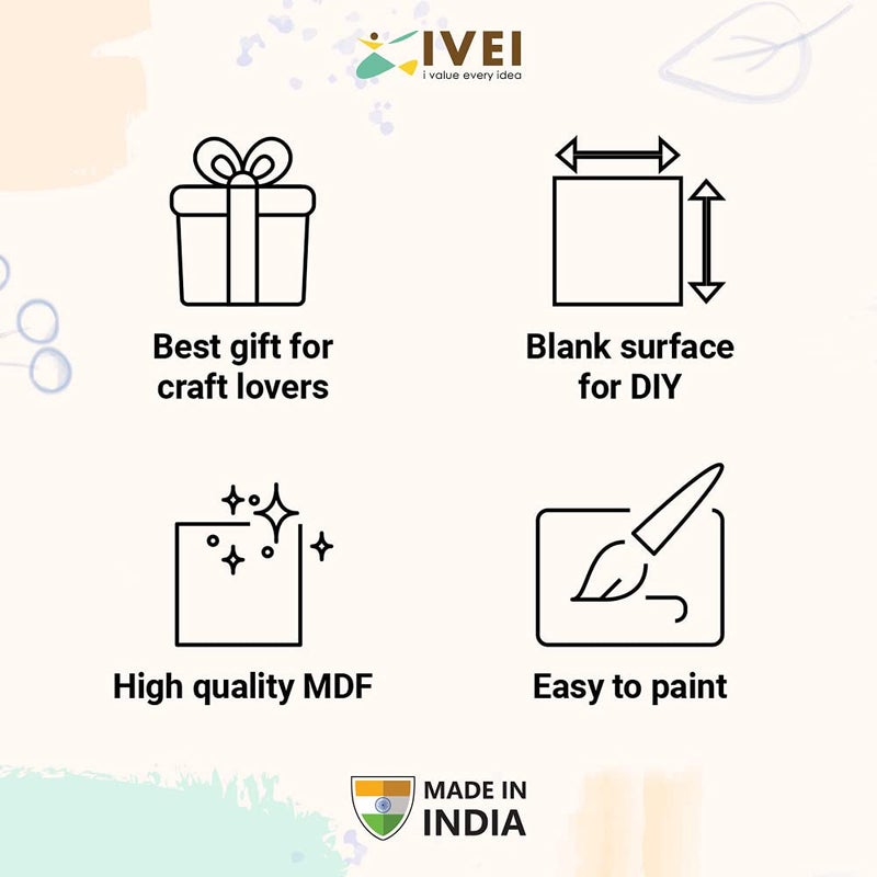 IVEI حرف خشبية DIY - قصاصات MDF كعلامات مرجعية - قصاصات MDF فارغة - مجموعة من 10 لطلاء الحرف الخشبية، الديكوباج، فن الراتنج والزينة - Image 3