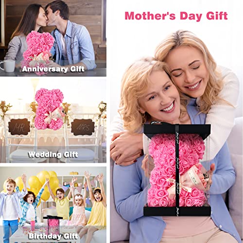 K KYMAKE Rose Bear Birthday Gift for Women, Flowers Gifts for Mom Wife Grandma Daughter Friends Sister Her,Artificial Flowers Teddy Bear with Bouquet,Greeting Card,Mother's Day Christmas Valentines - Image 5