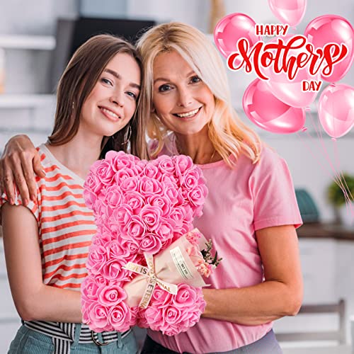 K KYMAKE Rose Bear Birthday Gift for Women, Flowers Gifts for Mom Wife Grandma Daughter Friends Sister Her,Artificial Flowers Teddy Bear with Bouquet,Greeting Card,Mother's Day Christmas Valentines - Image 4