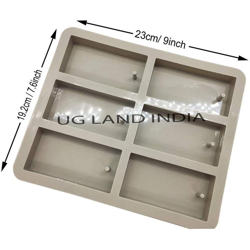 UG LAND INDIA 6 Cavity Rectangle DIY Silicone Mould Soy Candles Aroma Wax Tablets Mold for Dried Flowers Resin Soap Clay Craft Making Mold DIY Pendant Bookmark Necklace Jewelry Making Mould - Image 2
