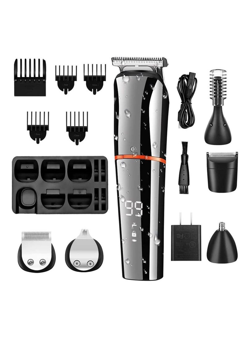 Arabest Hair Clippers for Men, Body Mustache Nose Hair Groomer, Cordless Precision Hair Trimmer 6 in 1 Grooming Kit Waterproof USB Rechargeable and LED Display  - Image 1