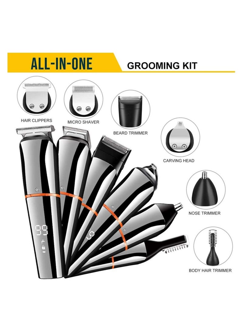Arabest Hair Clippers for Men, Body Mustache Nose Hair Groomer, Cordless Precision Hair Trimmer 6 in 1 Grooming Kit Waterproof USB Rechargeable and LED Display  - Image 2