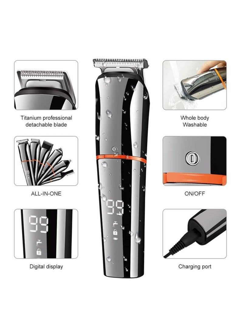 Arabest Hair Clippers for Men, Body Mustache Nose Hair Groomer, Cordless Precision Hair Trimmer 6 in 1 Grooming Kit Waterproof USB Rechargeable and LED Display  - Image 3