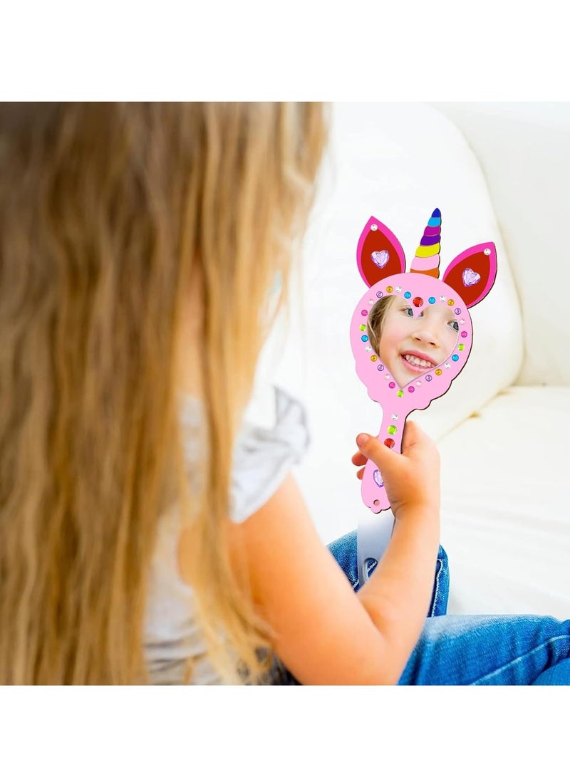 Sylqvxh 27 Pieces DIY Wooden Mirror Craft, Mini Wooden Unicorn Mirror, Craft Set Children's Birthday ， Wooden Mirror for Painting for DIY Children Painting, Children's Gift Party - Image 4