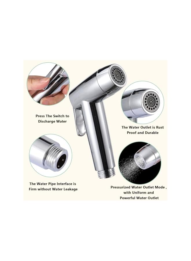The Bros Handheld Purifying Basin Sprayer Adapter Sprayer Set with Leak Proof Hose Bathroom Toilet Attachment Set for Toilet Bathroom Bathroom Family Pet (Combination 3) - Image 2
