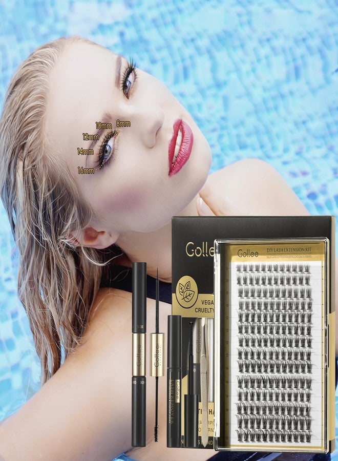 GOLLEE DIY Lash Extension Kit 168PCS Lash Cluster Kit Natural With Lash Bond and Seal,Remover,Applicator, Lash Cluster,Individual Lashes Kit 0.07D 8-16MM Mix (Style-Wispy) for Applicator at Home - Image 3