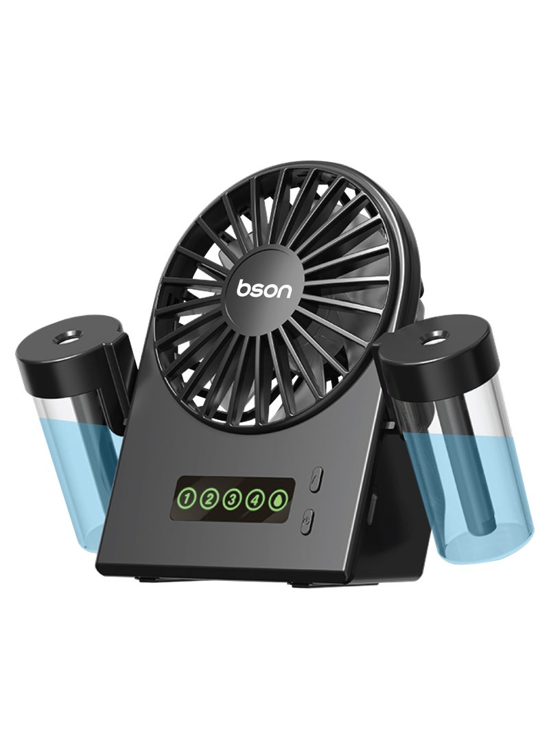 BSON Water Jet Table Fan - Dual Mist Spray with 90° Rotation, 4 Speed Modes, Cool Air Breeze, Built-in Water Tank, LED Display, Type-C Charging, Compact Cooling for Home or Office Use  - Image 1
