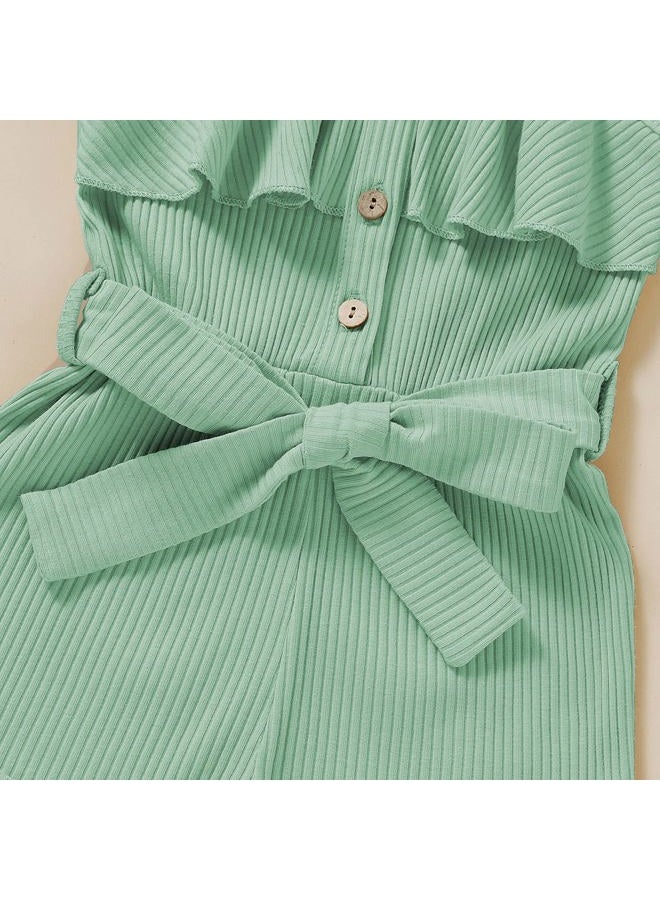 FOCUTEBB Toddler Girl Clothes Baby Summer Sleeveless Clothing Cute Halter Romper One-piece Jumpsuit Summer Clothes Set 1-5T, Green, 2-3 Years - Image 5