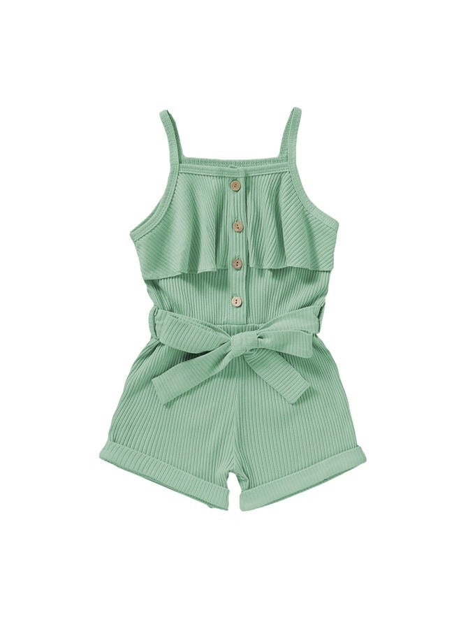 FOCUTEBB Toddler Girl Clothes Baby Summer Sleeveless Clothing Cute Halter Romper One-piece Jumpsuit Summer Clothes Set 1-5T, Green, 2-3 Years - Image 1