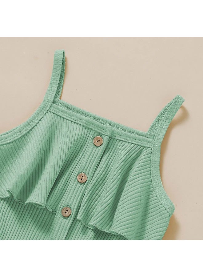 FOCUTEBB Toddler Girl Clothes Baby Summer Sleeveless Clothing Cute Halter Romper One-piece Jumpsuit Summer Clothes Set 1-5T, Green, 2-3 Years - Image 4