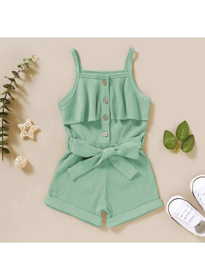 FOCUTEBB Toddler Girl Clothes Baby Summer Sleeveless Clothing Cute Halter Romper One-piece Jumpsuit Summer Clothes Set 1-5T, Green, 2-3 Years - Image 2