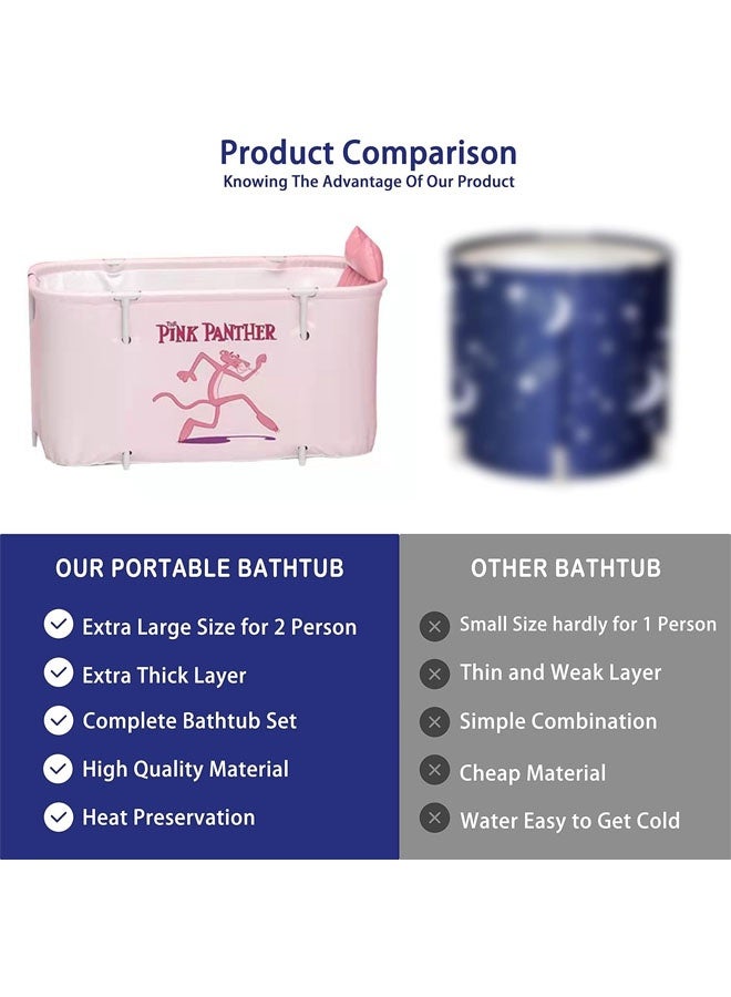 Bath Tub,Foldable Freestanding Bathtub,Large 45 inch Foldable Soaking Bathing Tub for Adults,Baby Bathtub for Newborn to 6 Years,Bathroom Folding SPA Bath For Adults, Boys & Girls,Outdoor/Indoor Hot Ice Bath,Foldable,Thick PVC,Reinforced PP Frame,Non-Slip Base,Drain Plug,Easy Clean Carry Storage for Indoor Outdoor Travel - Image 2
