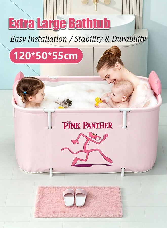 Bath Tub,Foldable Freestanding Bathtub,Large 45 inch Foldable Soaking Bathing Tub for Adults,Baby Bathtub for Newborn to 6 Years,Bathroom Folding SPA Bath For Adults, Boys & Girls,Outdoor/Indoor Hot Ice Bath,Foldable,Thick PVC,Reinforced PP Frame,Non-Slip Base,Drain Plug,Easy Clean Carry Storage for Indoor Outdoor Travel - Image 1