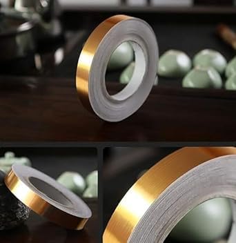 TRUEBOND Golden Tile Tape (Size- 10mm x 50meter) Home Floor Wallpaper Waterproof Tiles, Tile Gap Tiles Stickers for Floor - Gold (1) - Image 5