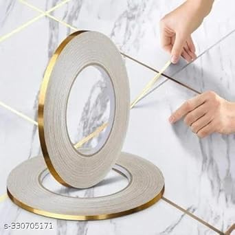 TRUEBOND Golden Tile Tape (Size- 10mm x 50meter) Home Floor Wallpaper Waterproof Tiles, Tile Gap Tiles Stickers for Floor - Gold (1) - Image 3