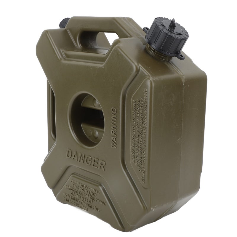 Oil Petrol Storage Can 5L 1.3 Gallon Shockproof Portable Green Spare Fuel Tank for Cars Motorcycles UTV ATV With Bracket - Image 1