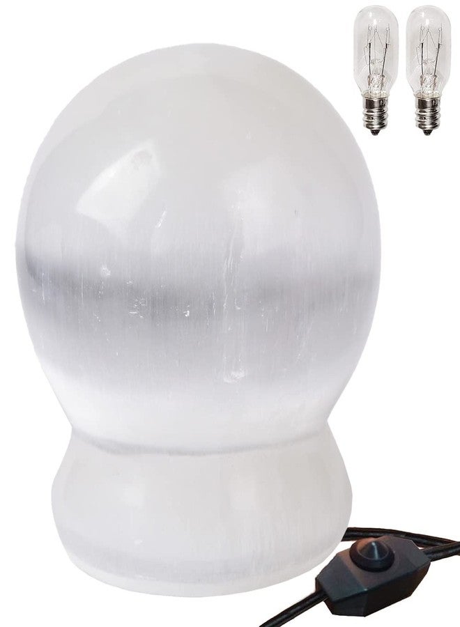 JIC Gem Selenite Crystal Lamp Ball Shape with Base Large Selenite Sphere Lamp for Healing Meditation 5.5-6 LBS - Image 3