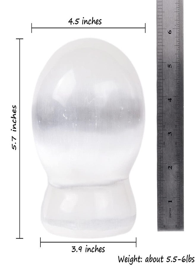 JIC Gem Selenite Crystal Lamp Ball Shape with Base Large Selenite Sphere Lamp for Healing Meditation 5.5-6 LBS - Image 4