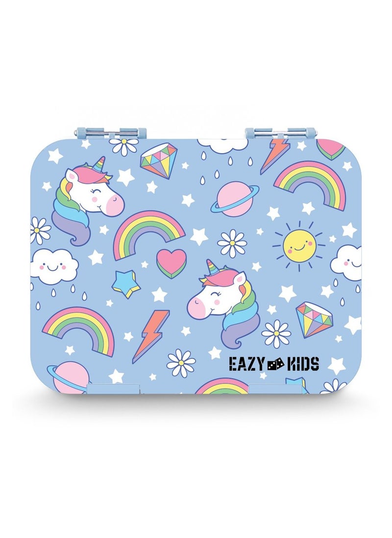 Eazy Kids - 4 Compartment Bento Lunch Box - Unicorn Blue - Image 1