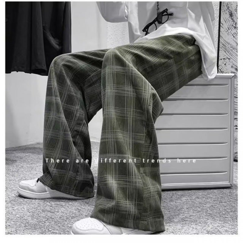 Spring Autumn Straight Cargo Pants Men Casual Retro Green - Image 2