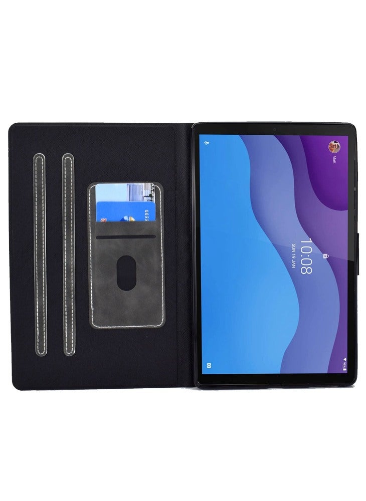 For Lenovo Tab M10 HD Gen 2 X306X Folio Flip Anti-scratch Calf Textured Leather Tablet Case Card Holder Stand Feature Magnetic Protector - Grey - Image 2