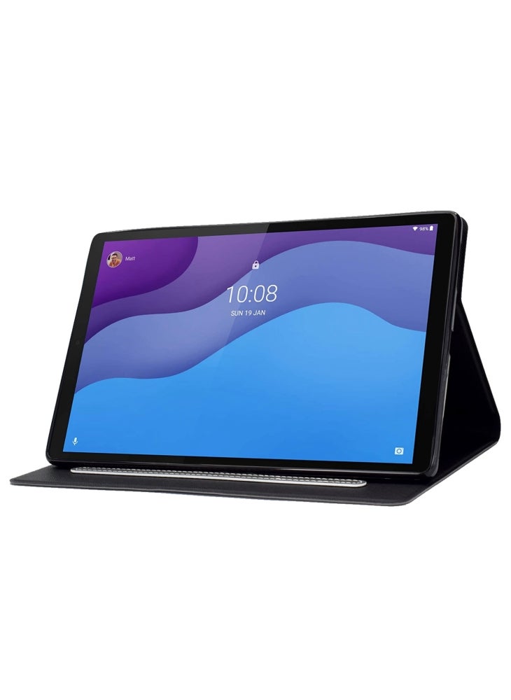 For Lenovo Tab M10 HD Gen 2 X306X Folio Flip Anti-scratch Calf Textured Leather Tablet Case Card Holder Stand Feature Magnetic Protector - Grey - Image 3