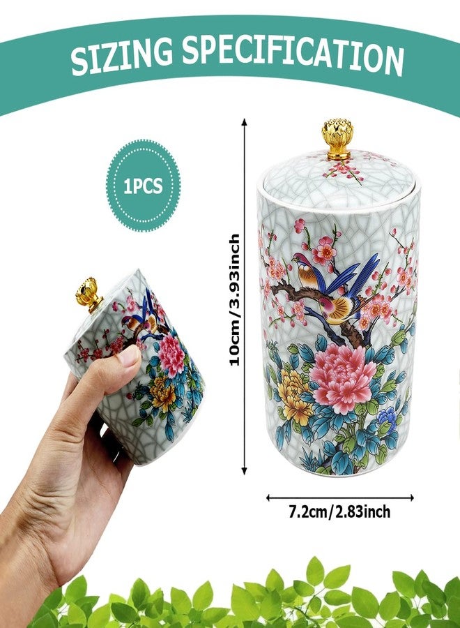 FERCAISH Ceramic Food Storage Jar, Tea Storage Jar Ceramic Candy Canister Organizer with Airtight Lid Kitchen Food Storage Container for Coffee, Herb, Beans Cookie,Tea (Flower) - Image 3
