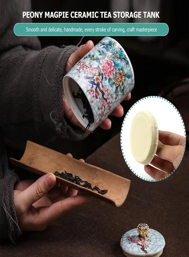 FERCAISH Ceramic Food Storage Jar, Tea Storage Jar Ceramic Candy Canister Organizer with Airtight Lid Kitchen Food Storage Container for Coffee, Herb, Beans Cookie,Tea (Flower) - Image 5