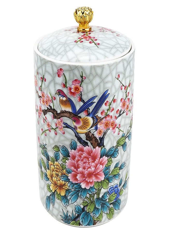 FERCAISH Ceramic Food Storage Jar, Tea Storage Jar Ceramic Candy Canister Organizer with Airtight Lid Kitchen Food Storage Container for Coffee, Herb, Beans Cookie,Tea (Flower) - Image 1