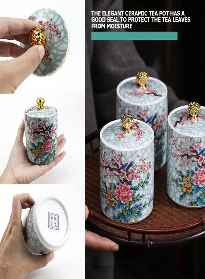 FERCAISH Ceramic Food Storage Jar, Tea Storage Jar Ceramic Candy Canister Organizer with Airtight Lid Kitchen Food Storage Container for Coffee, Herb, Beans Cookie,Tea (Flower) - Image 4