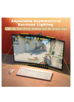 ZLH HITY شريط إضاءة منحني للشاشات المنحنية مقاس 24-27 بوصة، شريط إضاءة مع 7 RGB، تعتيم بدون خطوات، 3 درجات حرارة ألوان، ضوء كمبيوتر ألعاب يعمل بمنفذ USB  - Image 3