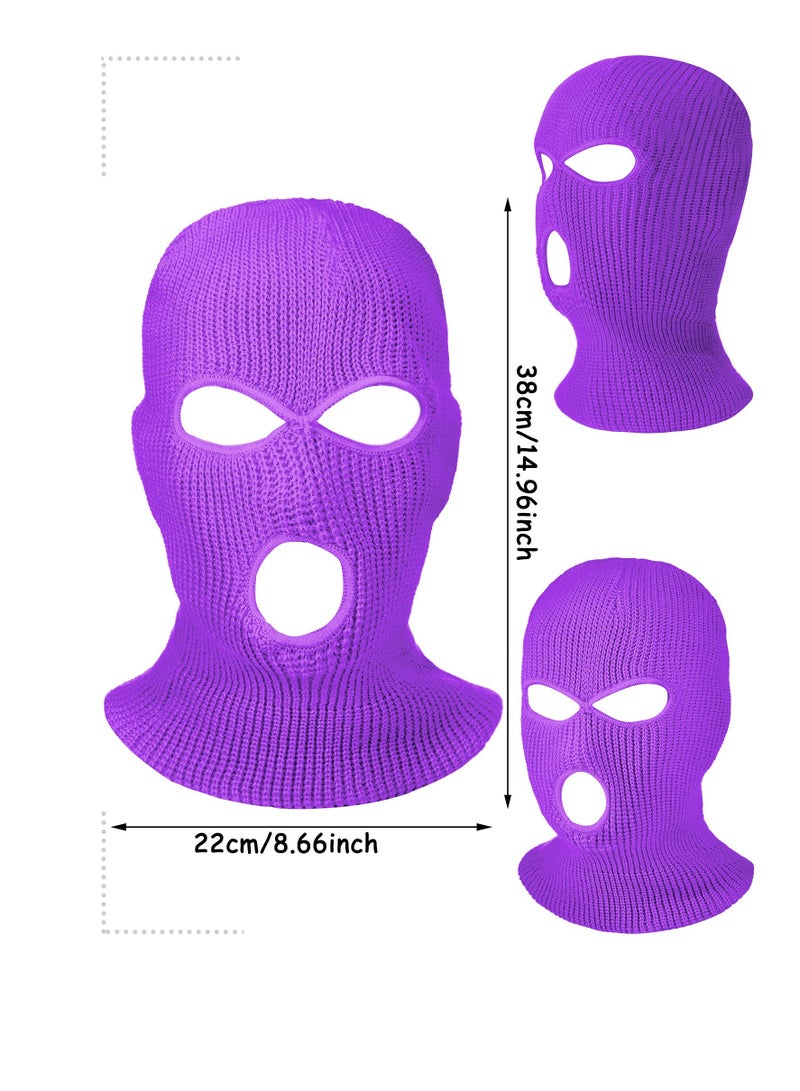 3-Hole Full Face Cover Winter Outdoor Sport, Knitted Face Cover Ski Mask, Adult Balaclava Headwrap, Full Face Mask for Motorcycle, Cycling, Snowboarding, Outdoor Sports for Men and Women - Image 4
